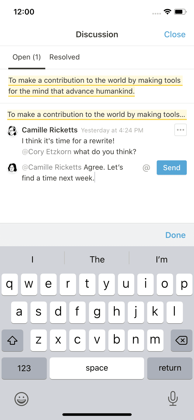 Screenshot der mobilen Notion-App