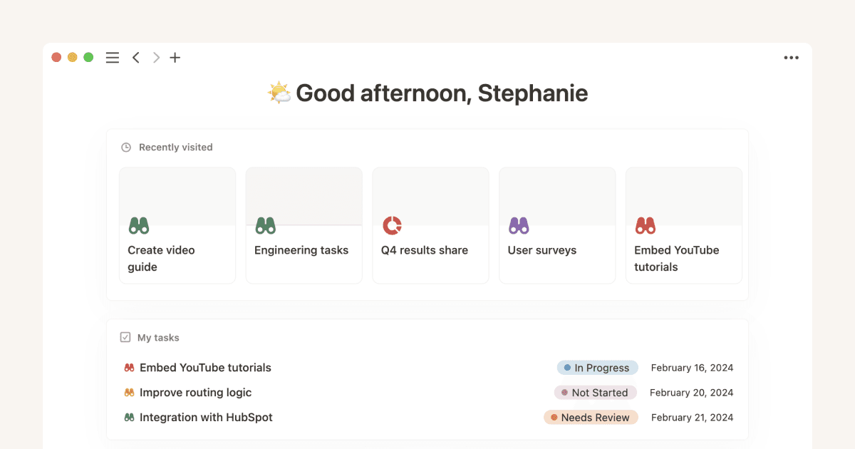 Centralisez toutes vos tâches dans la même liste avec la section Mes tâches