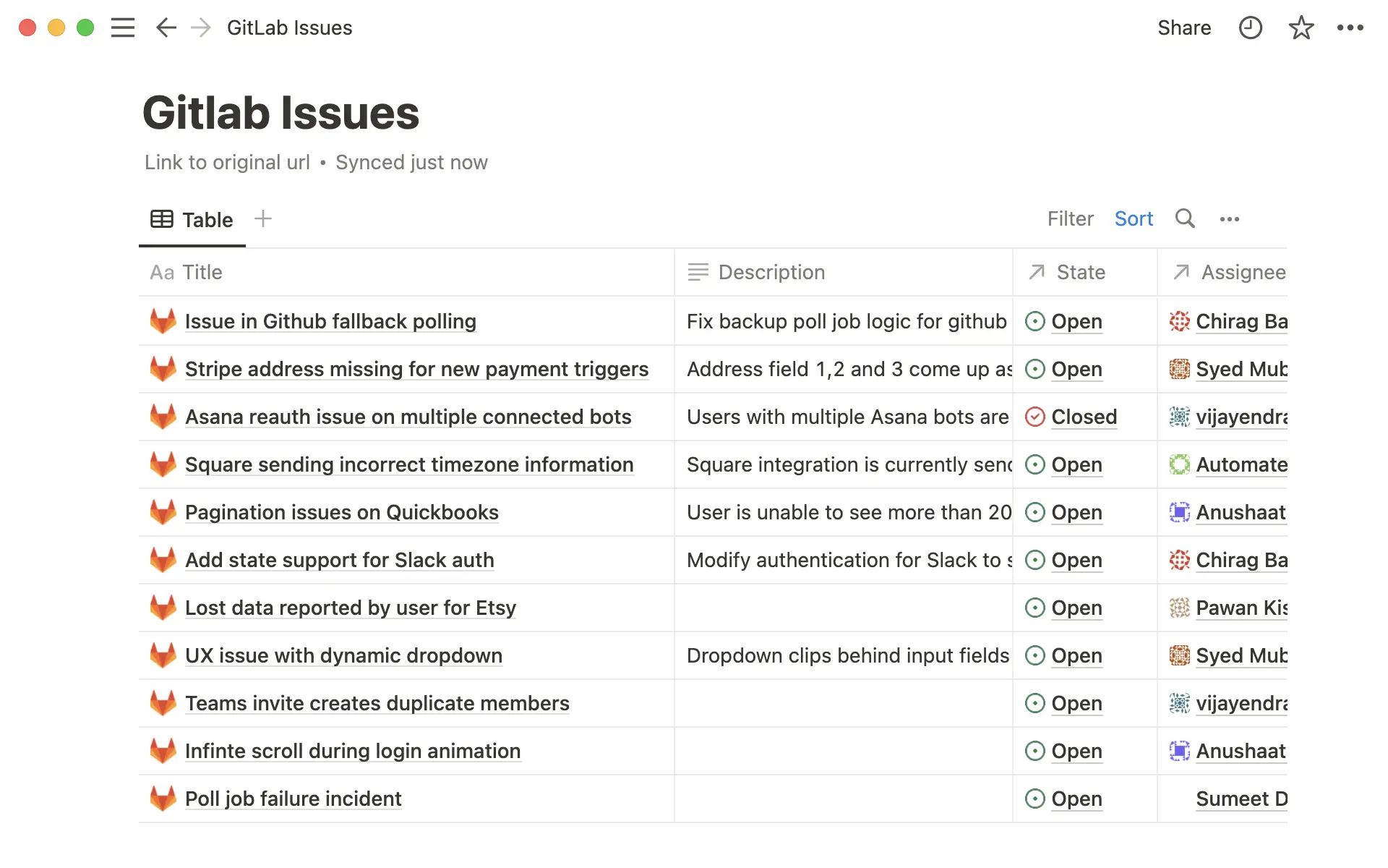 BDD synchronisée GitLab
