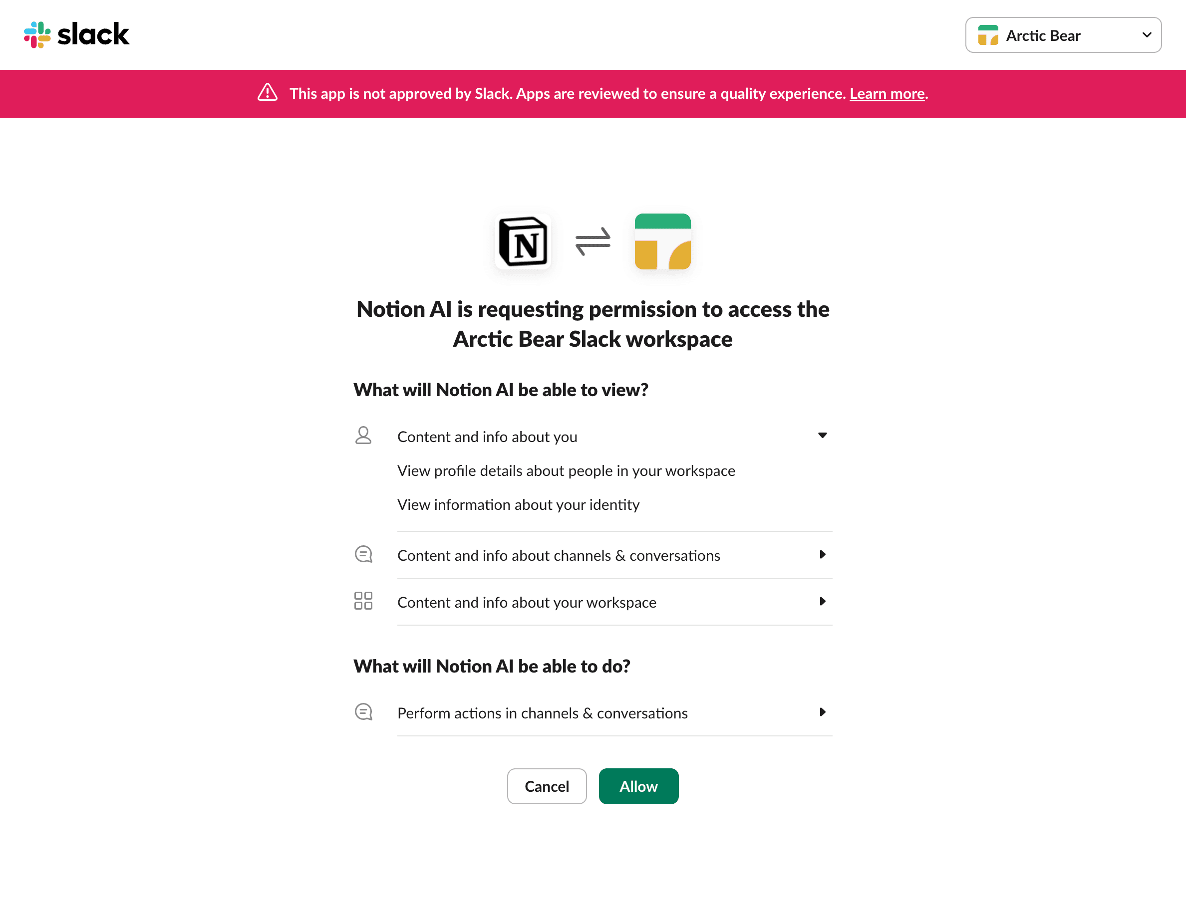 hc : configuration du connecteur IA de Notion dans Slack