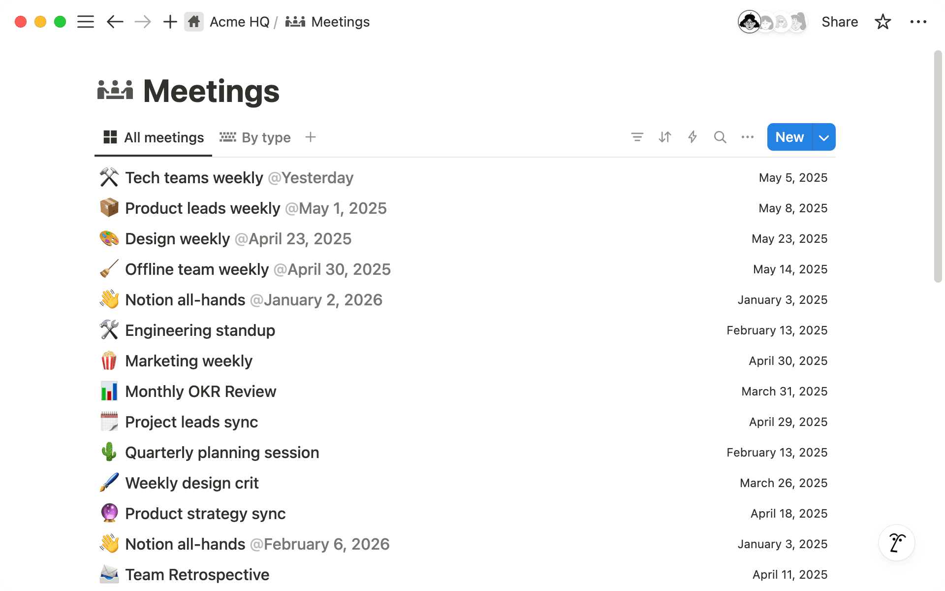 Configure uma base de dados de anotações de reunião para organizar as suas reuniões e encontrá-las facilmente, tudo em um só lugar dentro do seu espaço de trabalho.