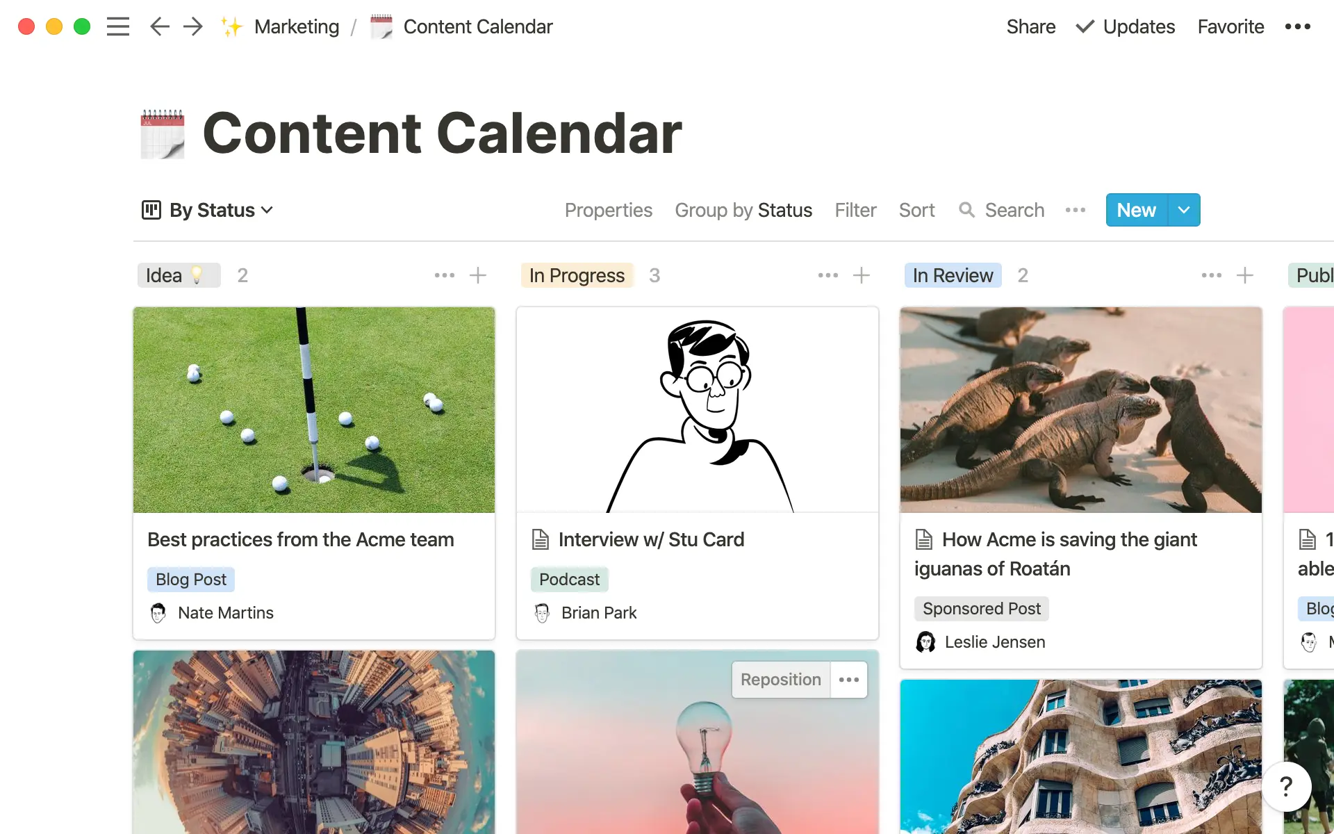 Different kinds of media come together in your KMS, like a content calendar.