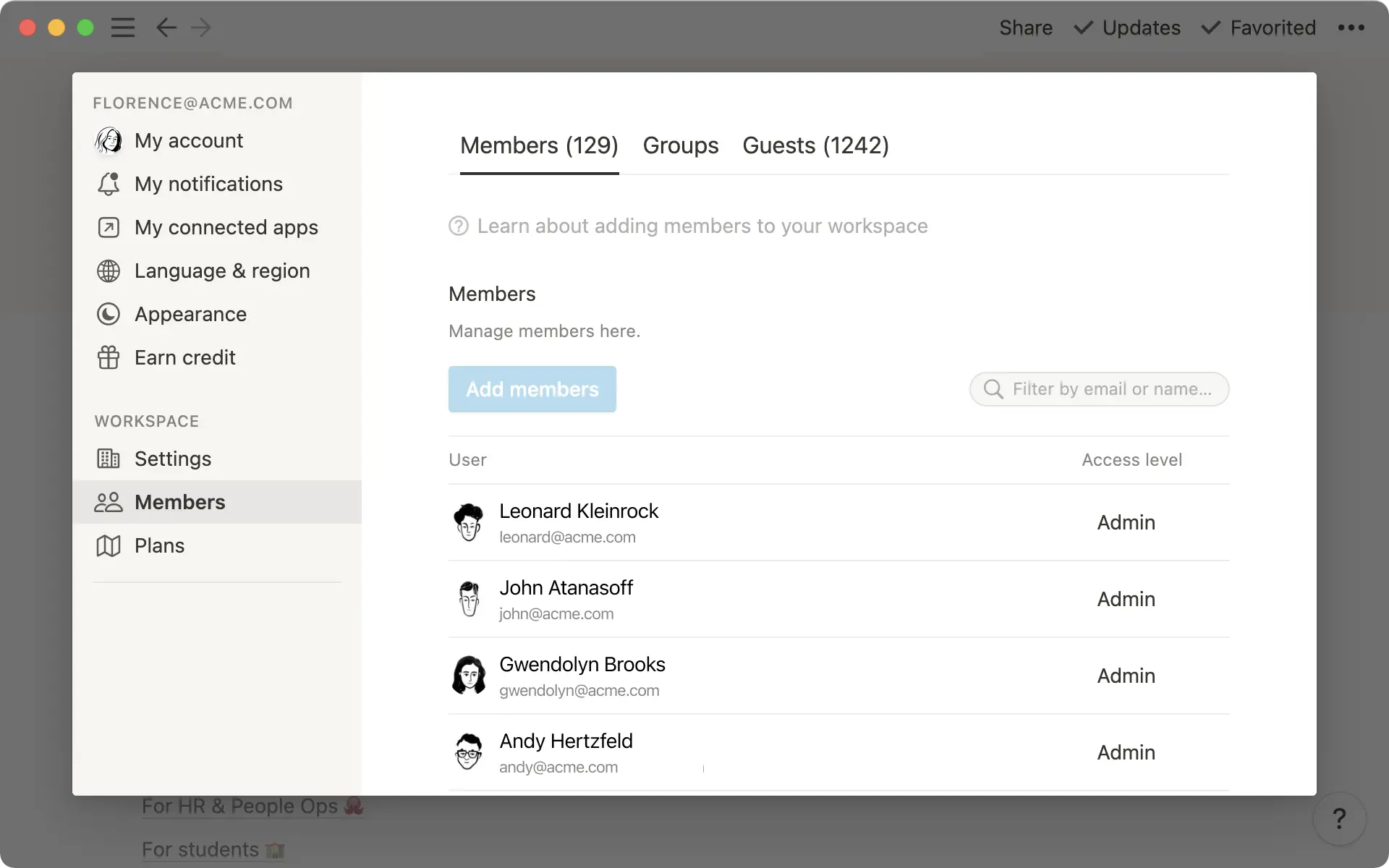 Desarrolla una integración para contar con todo el equipo en tu espacio de trabajo de Notion.