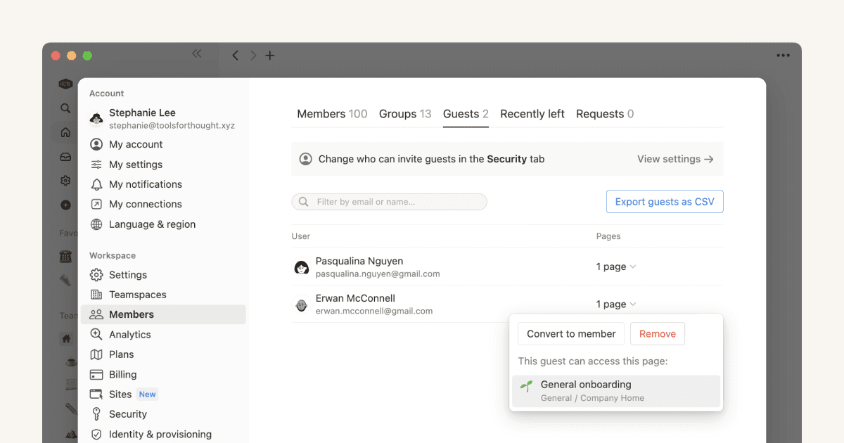 Qui doit être membre de l’espace de travail et qui doit être invité ?