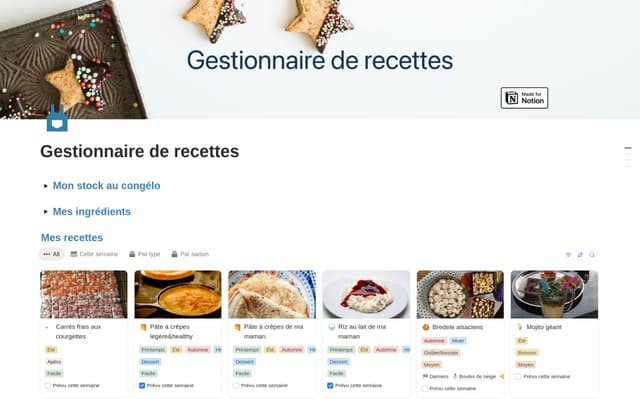 Gestionnaire de recettes