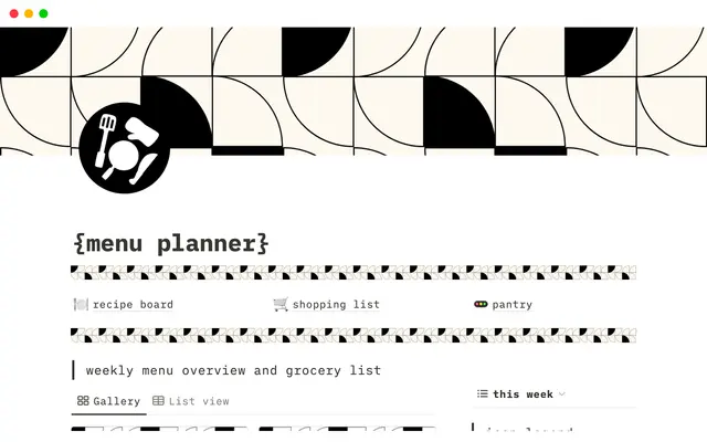 Menu planner