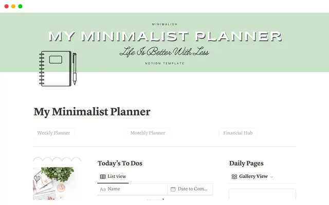 My Minimalist Planner