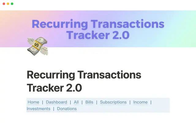 Recurring Transactions Tracker 2.0
