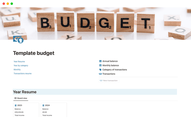 Template budget