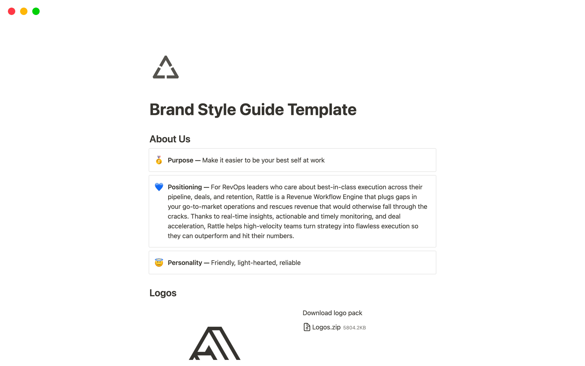 Aperçu du modèle de Brand Style Guide