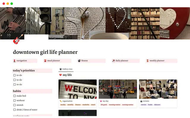 downtown girl aesthetic life planner