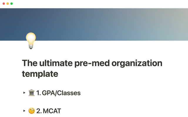 Pre-med dashboard