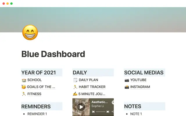 Blue dashboard