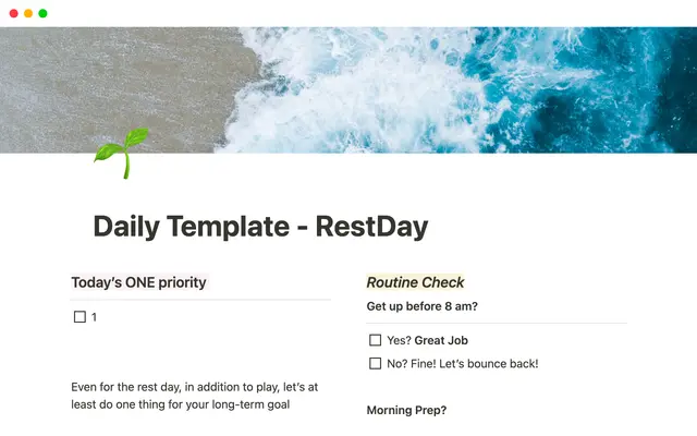 Rest day planner